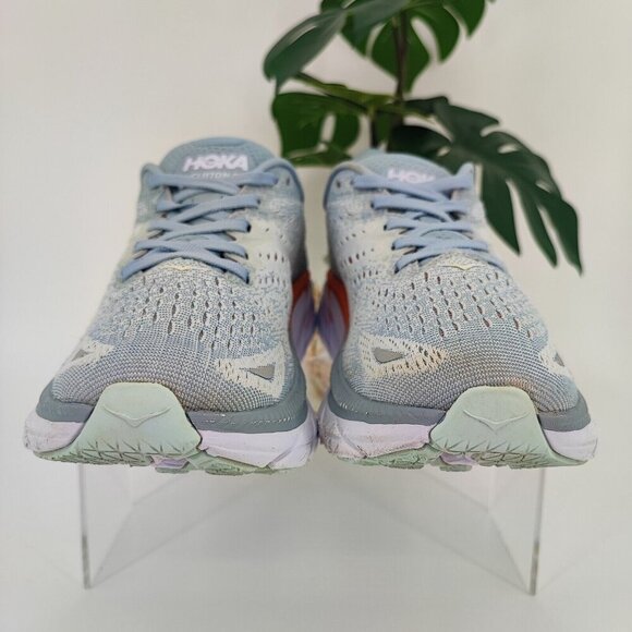 Hoka One One Women's Clifton 8 Blue Mesh Lace Up Running Sneakers Size 7.5B US - Picture 2 of 13